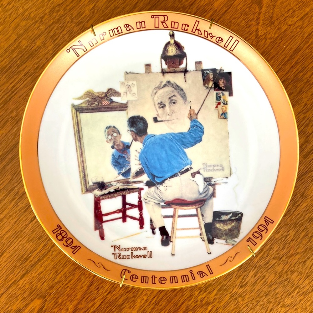 Vintage Norman Rockwell plate “Triple Self Portrait”